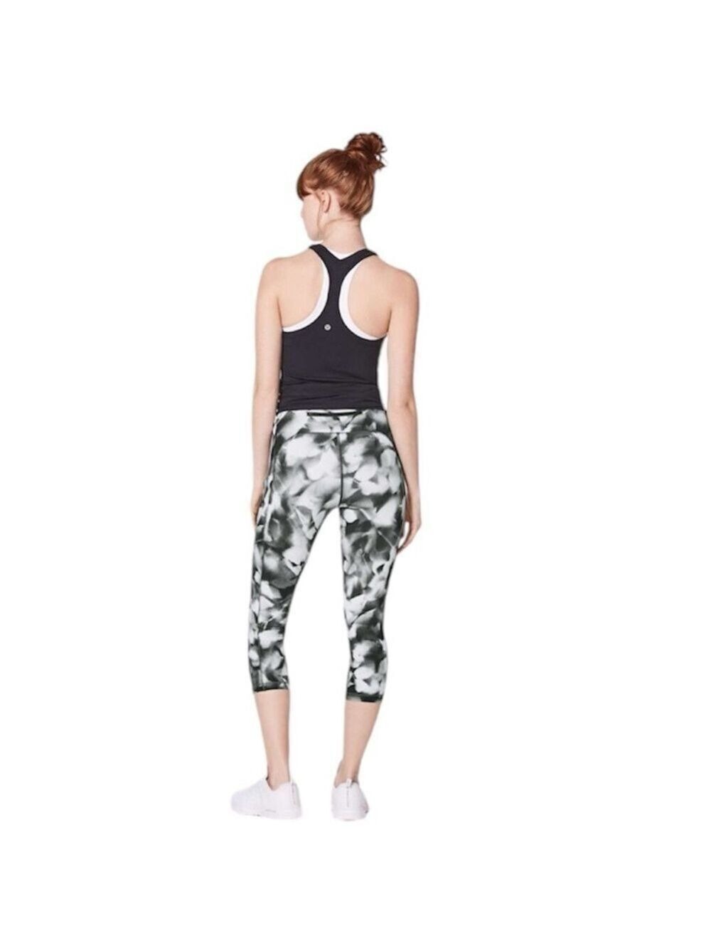LULULEMON Speed Up Crop 21” Blush Blossom Alpine White Black print size 4
